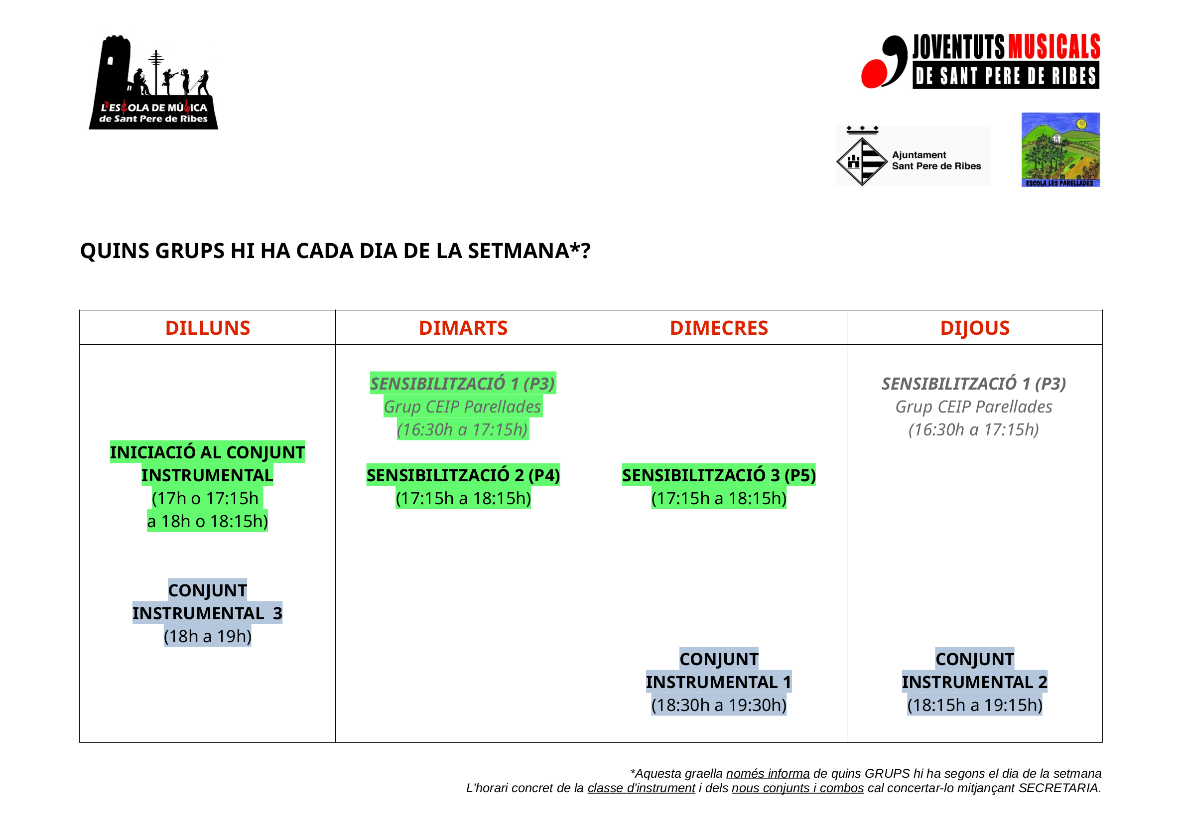 LEMSPR   GRAELLA GRUPS DIA DE LA SETMANA 21 22